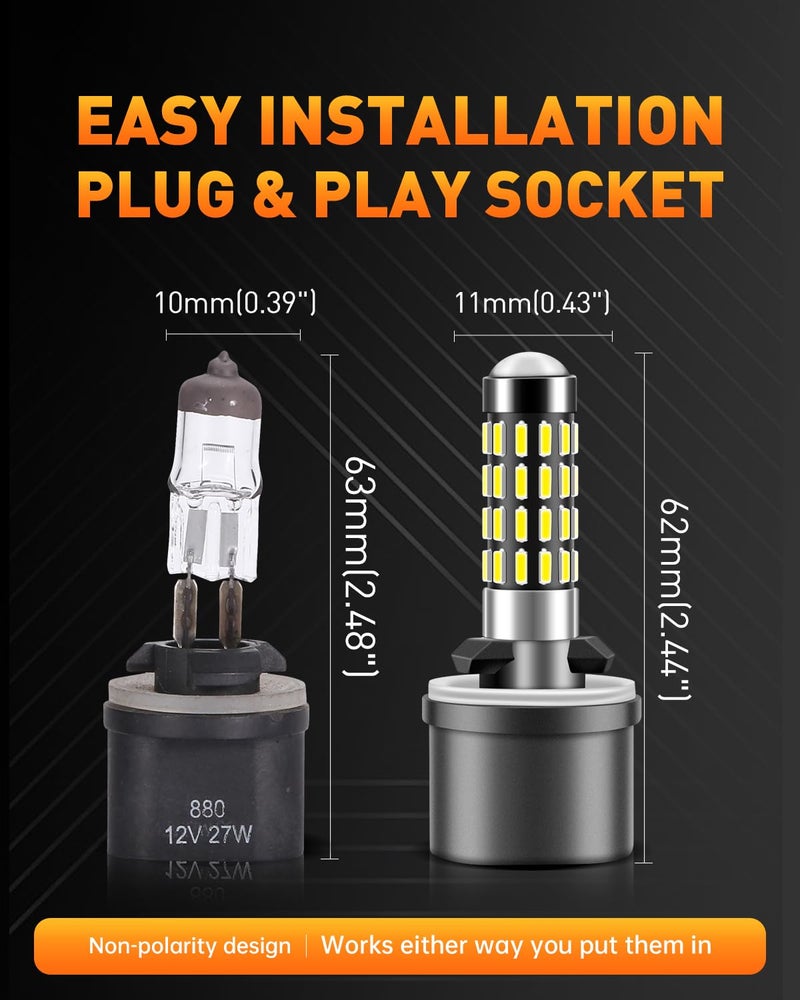 LUYED 2000 Lumens Super Bright 4014 51-EX Chipsets 880 886 890 892 Led Bulb With Projector For DRL or Fog Lights,Xenon White,Pack of 2 - Image 4